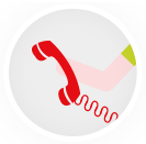 Get in touch here - icon of someone holding a phone